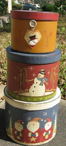 Primitive Nesting  boxes 207967 Snowman and Santa s/3 - £15.69 GBP