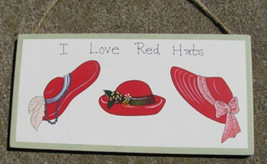 Wood Red Hat Plaque - 38B - I Love Red Hats - £2.75 GBP