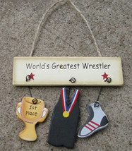 Wood Sign  1800E - World&#39;s Greatest Wrestler - £1.96 GBP