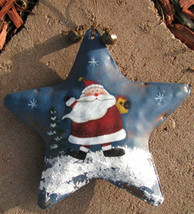 Metal Ornament 62284S- Santa Blue Metal Star - $3.95