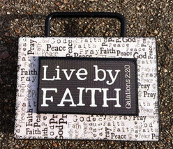 Primitive Wood Box Sign 36747LF - Live By Faith - £6.25 GBP