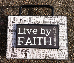 Primitive Wood Box Sign 36747LF - Live By Faith - £6.28 GBP