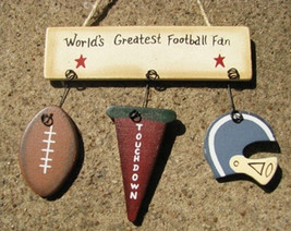 Wooden Sign  1500Z-Worlds Greatest Football Fan - $1.95