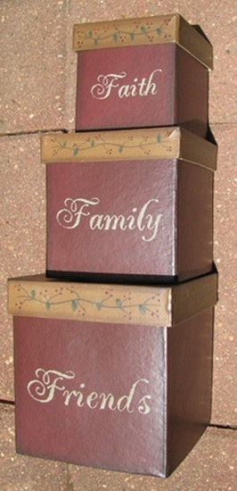 Primary image for Primtiive Nesting Boxes 01-2906 Faith Family Friends s/3