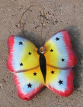 or323   Colorful  Butterfly Tin Ornament Christmas - £1.76 GBP