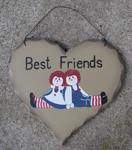 HP25 Best Friends Rag Dolls wood heart  - $3.95