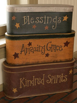 Primtiive Nesting Boxes 3B1303 - Blessings, Grace, Spirits  - Paper Mache' - $37.95
