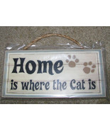 Wood Cat  Sign - PH038 - Home is Where the cat is - £8.58 GBP