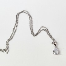 0.50Ct Pear Cut Cubic Zirconia Solitaire Wedding Pendant Necklace 18&quot; 925 Silver - £48.19 GBP