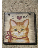 Wooden Cat   WD203 - I Love My Cat - £2.32 GBP