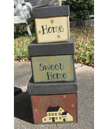 Primitive Nesting  boxes 53527SET 3PCS  HOME SWEET HOME Paper Mache&#39; - $19.95