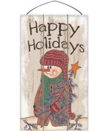   Wood Christmas Sign - 17-006 Happy Holidays Snowman with Tree  - $22.95