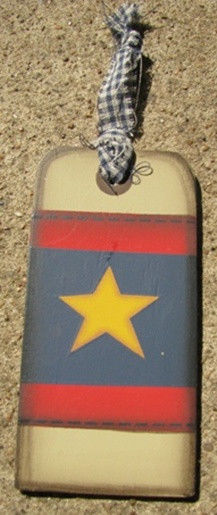 Primitive Wood  Tag 1460 - America Star  Gift Tag