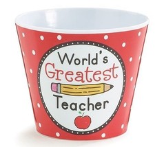 Teacher Gifts 1354303 Worlds Greatest Teacher Plastic Pot - £3.97 GBP