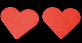 HEART RED WOOD BUTTON EARRINGS-Valentines Day Love Funky Jewelry - $73.09 MXN