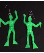 DIVER SCUBA TOY EARRINGS-Green Hunting Knife Charm Jewelry-HUGE - £5.57 GBP
