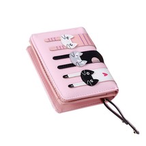 Ely women cute cartoon cat wallet pu leather short coin purse female card holder wallet thumb200