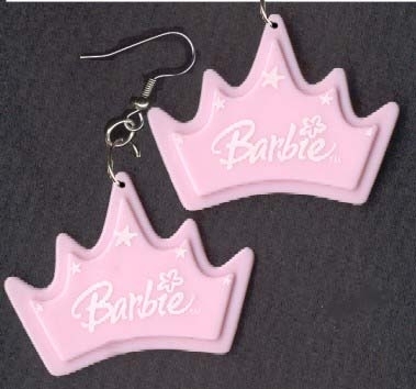 Primary image for BARBIE CROWN PRINCESS TIARA EARRINGS-Doll Toy Jewelry-LIGHT PINK