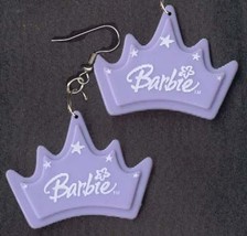 BARBIE CROWN PRINCESS TIARA EARRINGS-Doll Toy Fun Jewelry-PURPLE - $6.97