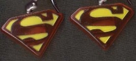 SUPERMAN LOGO EARRINGS-Fun Super Hero Comics Charm Funky Jewelry - $6.97
