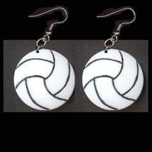 Funky VOLLEYBALL DISC EARRINGS Team Player Referee Novelty Charm Costume... - £5.57 GBP
