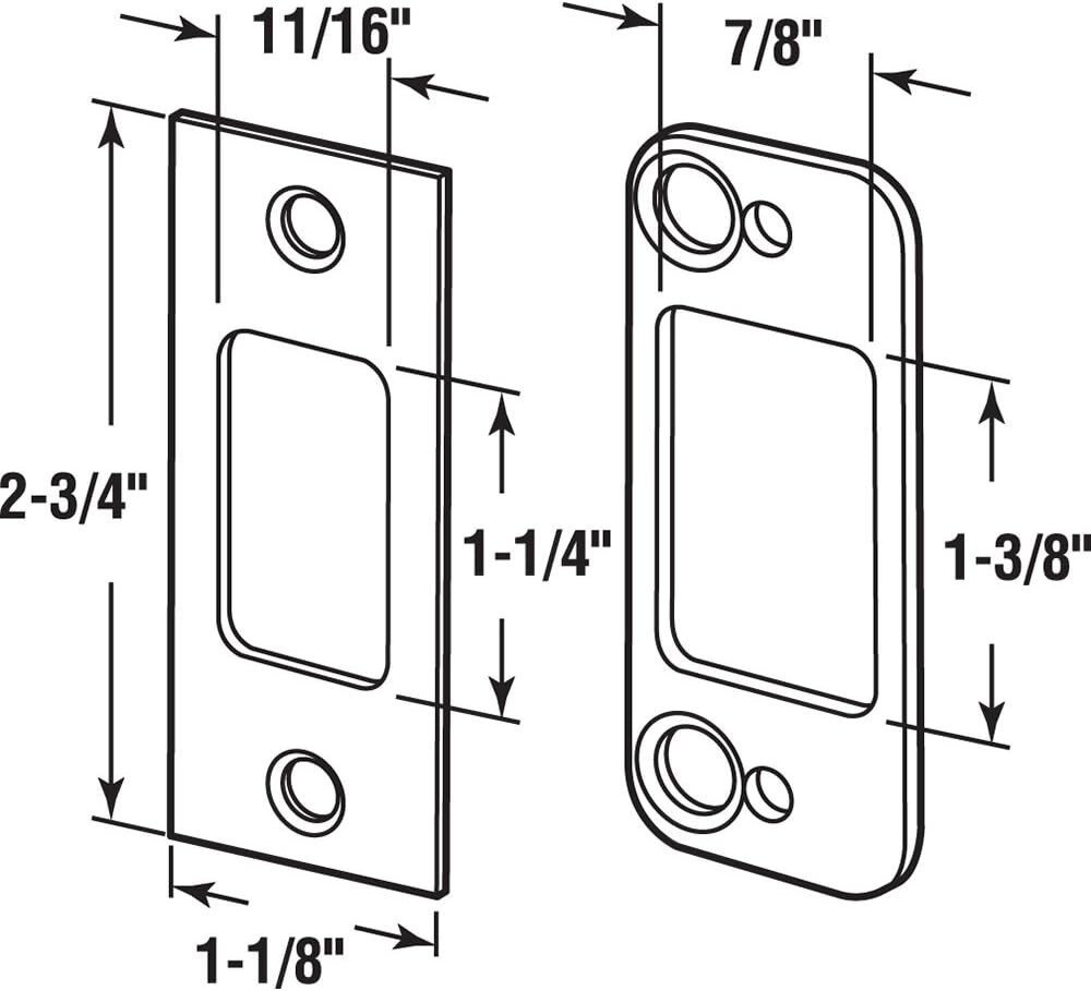 Deadbolt Strike Plate, Alloy Steel, Brass Plated, Prime Line E2479 (2-PACK) Item image 2