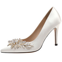 New Arrival White Pointed Toe women wedding shoes Bridal High heels shoes ladies - £60.84 GBP