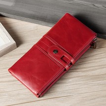 Vintage Wallet Women Leather Long Wallet Men Cowhide Wallet RFID Anti Magnetic C - £85.61 GBP