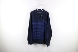 Vtg 90s Nautica Competition Mens L Faded Striped Thermal Waffle Knit Rugby Polo - £35.16 GBP