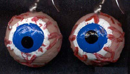 Body Parts-EYEBALL EYES EARRINGS-Realistic Dexter Zombie Witch Costume Jewelry - £7.16 GBP