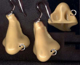 Body Part-PIERCED NOSE w-RING EARRINGS-Fun Funky Costume Jewelry - $6.97
