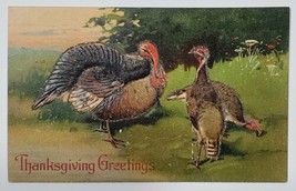 Thanksgiving Greetings Turkey Embossed Glitter Decorated Postcard U15 - £3.95 GBP