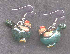 Mini Chicken Funky Earrings Hen Rooster Farm Animal Theme Novelty Charm Jewelry - £4.77 GBP