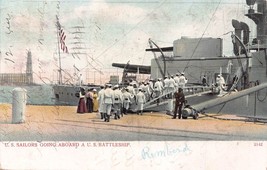 United States Sailors Going Aboard BATTLESHIP~1909 Postcard - £4.78 GBP