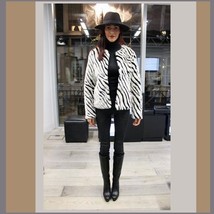 Fabulous Zebra Stripe Fashion Faux Fur Long Sleeve Jacket Shirt Coat  image 3