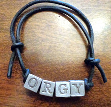 Handmade Leather Beaded Bracelet for the band &#39;Orgy&#39; - £4.00 GBP
