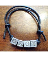 Handmade Leather Beaded Bracelet for the band &#39;Orgy&#39; - $5.00