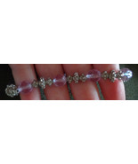 Fashion Bracelet - Silver Toned Metal and Lilac Beads - $6.80 CAD