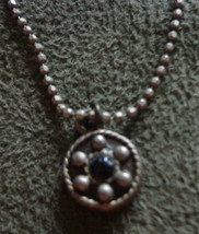 Vintage Estate Jewelry: Ball Chain Necklace With Round Gothic Style Pendant - $20.00