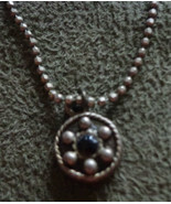Vintage Estate Jewelry: Ball Chain Necklace With Round Gothic Style Pendant - €17,09 EUR