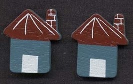An item in the Jewelry & Watches category: HOUSE BUTTON EARRINGS-Tiny Country Cottage Hut Realtor Jewelry