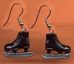 ICE SKATES EARRINGS-Fun Skating Hockey Player Team Jewelry-BLACK - $6.97