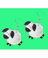 LAMB EARRINGS-Huge Farm Animal Easter Sheep Charm Funky Jewelry - $6.97