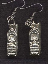 Cordless PHONE EARRINGS - Pewter Retro Telephone Charm Jewelry - £5.46 GBP