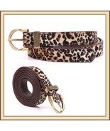  Fashionable Leopard Style with Metal Buckle 3cms Wide Genuine Cow Leath... - £23.94 GBP