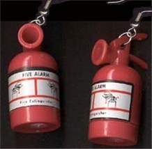 FIRE EXTINGUISHER EARRINGS-Firefighter Fireman Funky Jewelry-BIG - £3.93 GBP