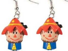 SCARECROW FUNKY EARRINGS-Halloween Thanksgiving Harvest Jewelry - £5.65 GBP
