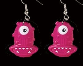 Primary image for ALIEN MONSTER EARRINGS-Funky Martian Rave Costume Jewelry-PINK