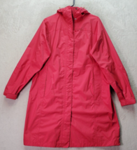 L.L. Bean Rain Coat Women Large Pink Mesh Inner Pockets Lined Hooded Full Zipper - £25.36 GBP