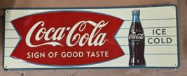 Vintage Coca Cola Fishtail Sign of Good Taste Ice Cold XX - £123.14 GBP
